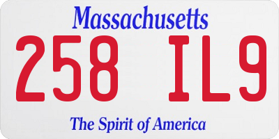 MA license plate 258IL9