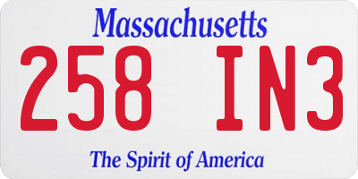 MA license plate 258IN3
