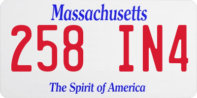 MA license plate 258IN4