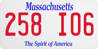 MA license plate 258IO6