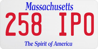 MA license plate 258IP0