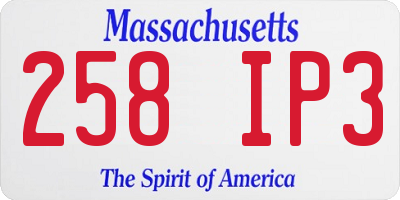 MA license plate 258IP3