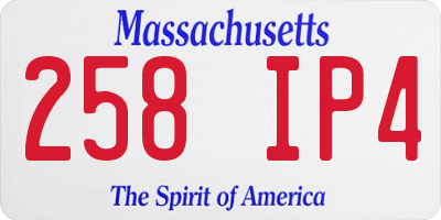 MA license plate 258IP4