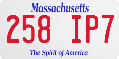 MA license plate 258IP7