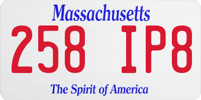 MA license plate 258IP8