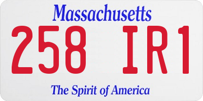 MA license plate 258IR1