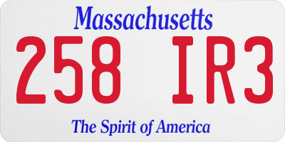 MA license plate 258IR3