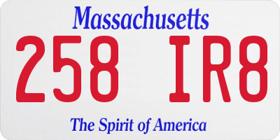 MA license plate 258IR8