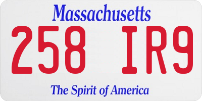 MA license plate 258IR9