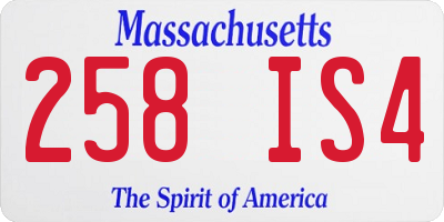 MA license plate 258IS4