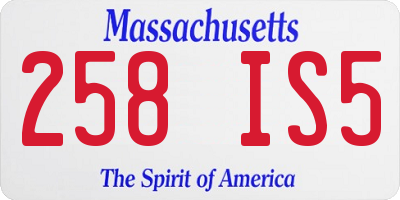 MA license plate 258IS5