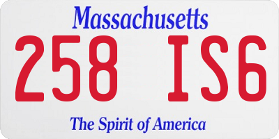MA license plate 258IS6