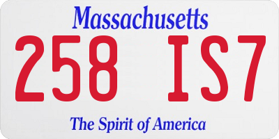 MA license plate 258IS7