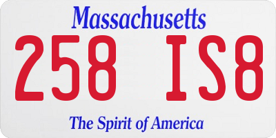 MA license plate 258IS8