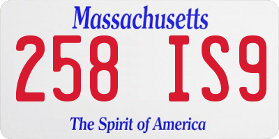 MA license plate 258IS9