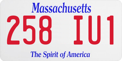 MA license plate 258IU1