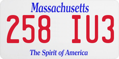 MA license plate 258IU3