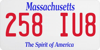 MA license plate 258IU8