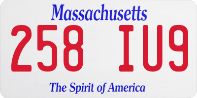 MA license plate 258IU9