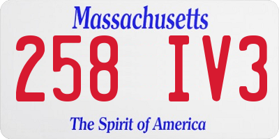 MA license plate 258IV3