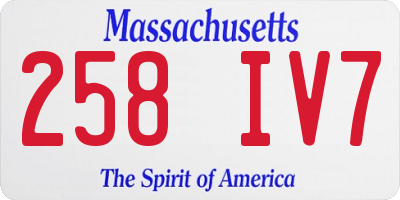 MA license plate 258IV7