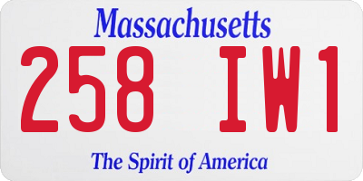 MA license plate 258IW1