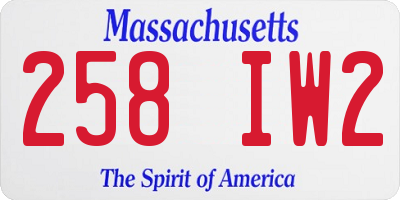 MA license plate 258IW2
