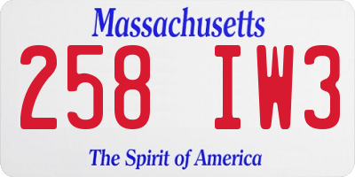 MA license plate 258IW3