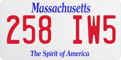 MA license plate 258IW5