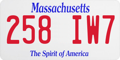 MA license plate 258IW7