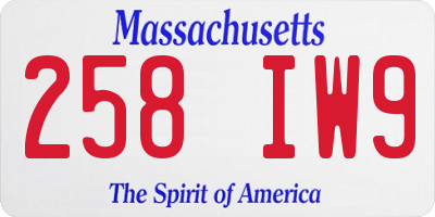 MA license plate 258IW9