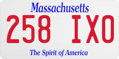 MA license plate 258IX0