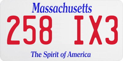 MA license plate 258IX3