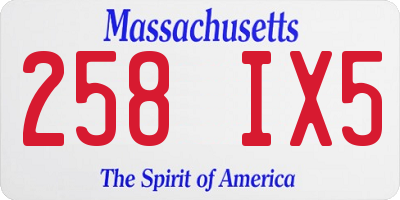 MA license plate 258IX5