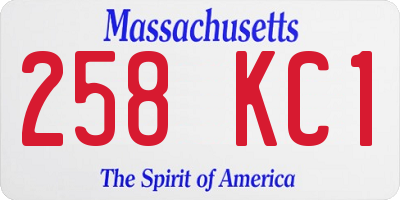 MA license plate 258KC1