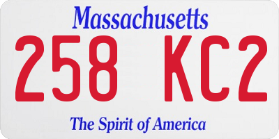 MA license plate 258KC2