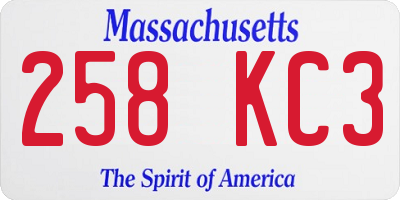 MA license plate 258KC3