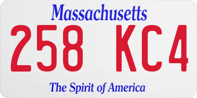 MA license plate 258KC4