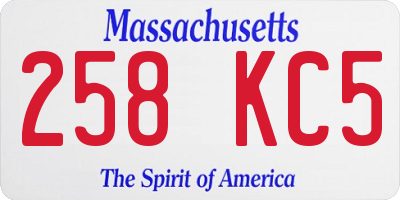 MA license plate 258KC5