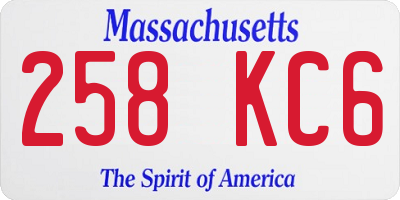 MA license plate 258KC6