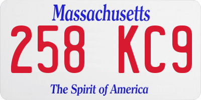 MA license plate 258KC9