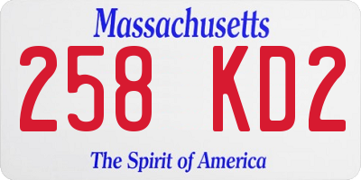MA license plate 258KD2