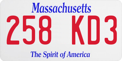 MA license plate 258KD3