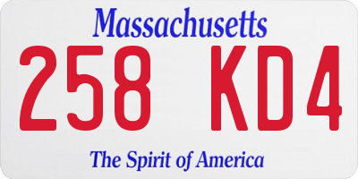 MA license plate 258KD4