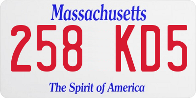 MA license plate 258KD5