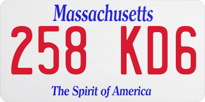 MA license plate 258KD6