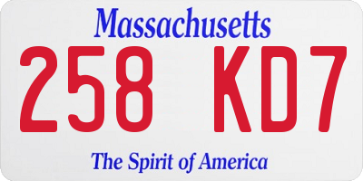 MA license plate 258KD7
