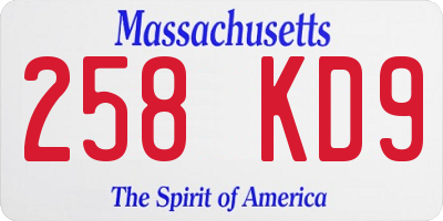 MA license plate 258KD9