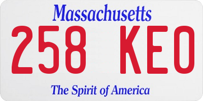 MA license plate 258KE0
