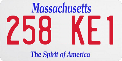 MA license plate 258KE1